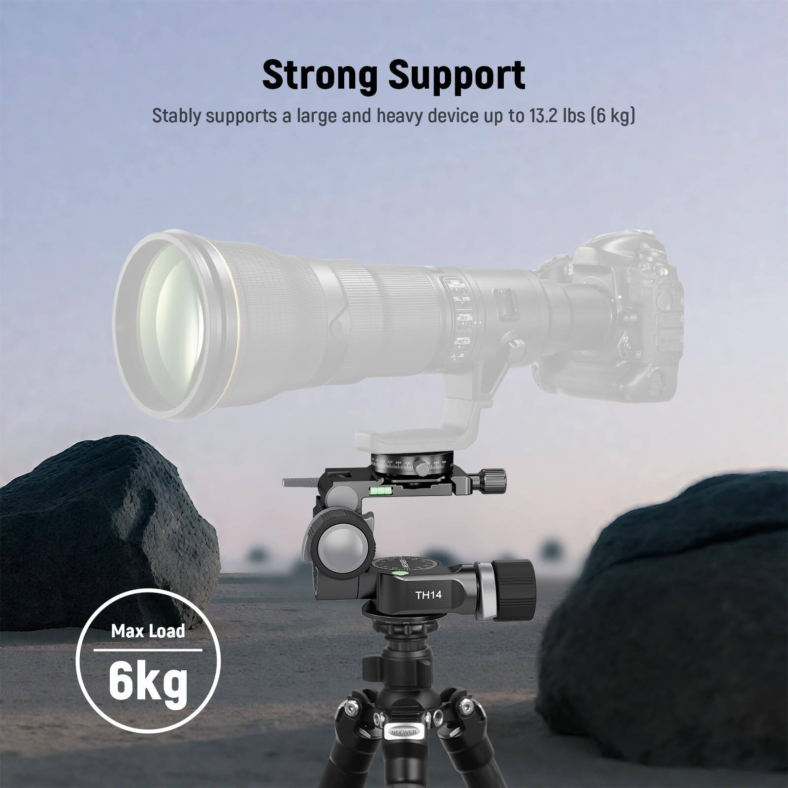 Strong Support  
Stably supports a large and heavy device up to 13.2 lbs (6 kg)  
Max Load 6kg