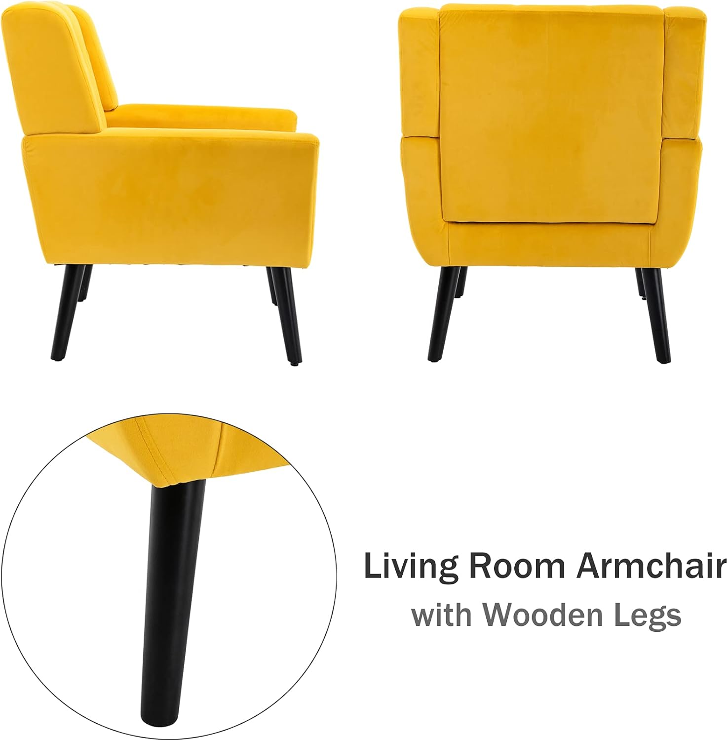 Living Room Armchair with Wooden Legs