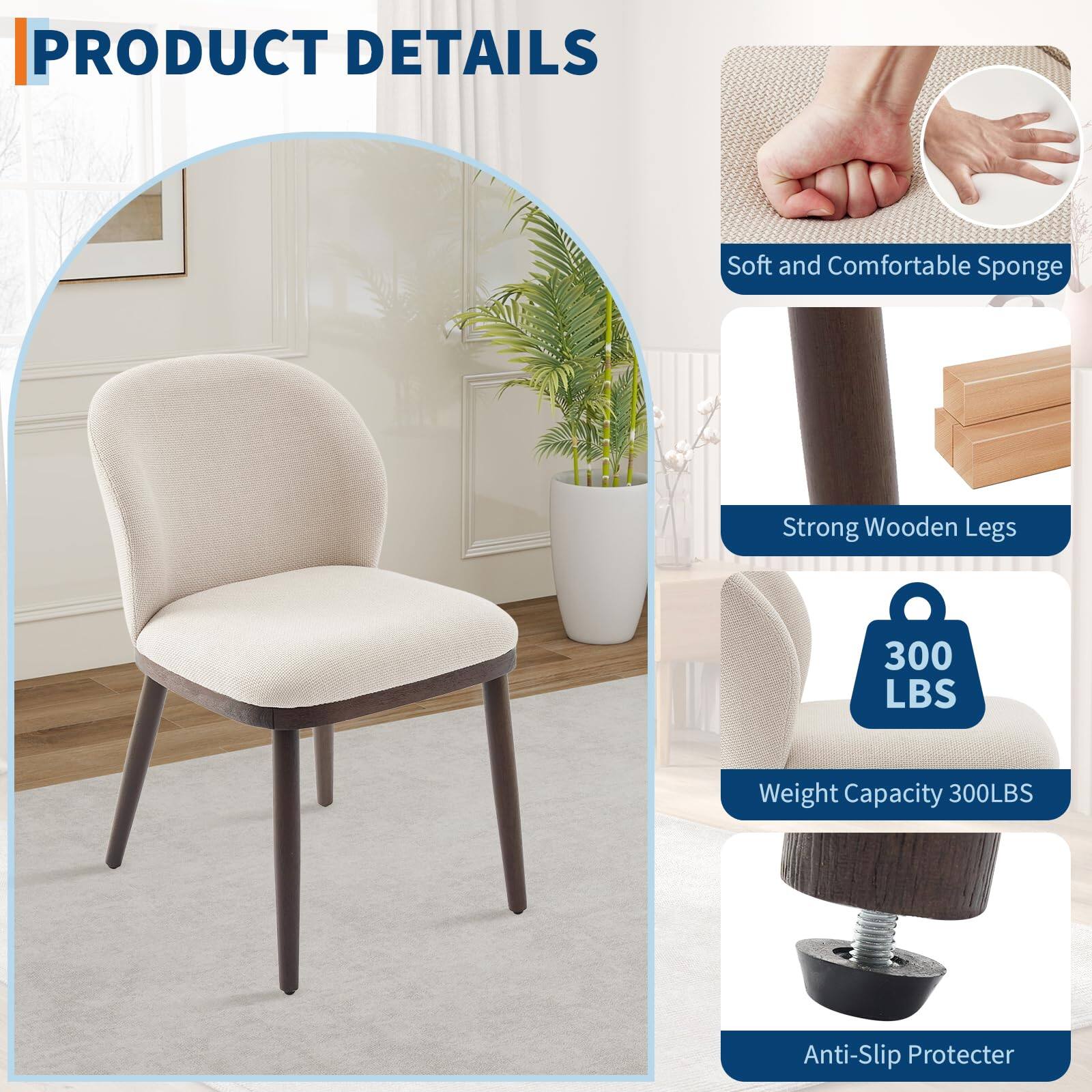 PRODUCT DETAILS

- Soft and Comfortable Sponge
- Strong Wooden Legs
- Weight Capacity 300LBS
- Anti-Slip Protector