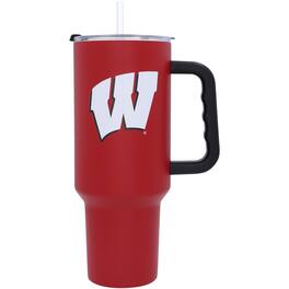 Logo Brands - Wisconsin Badgers 40oz. Travel Tumbler with Handle - Multicolor