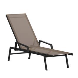 Emma + Oliver - Braelin Textilene Adjustable 5 Position Patio Chaise Lounge with Armrests and Metal Frame - Brown
