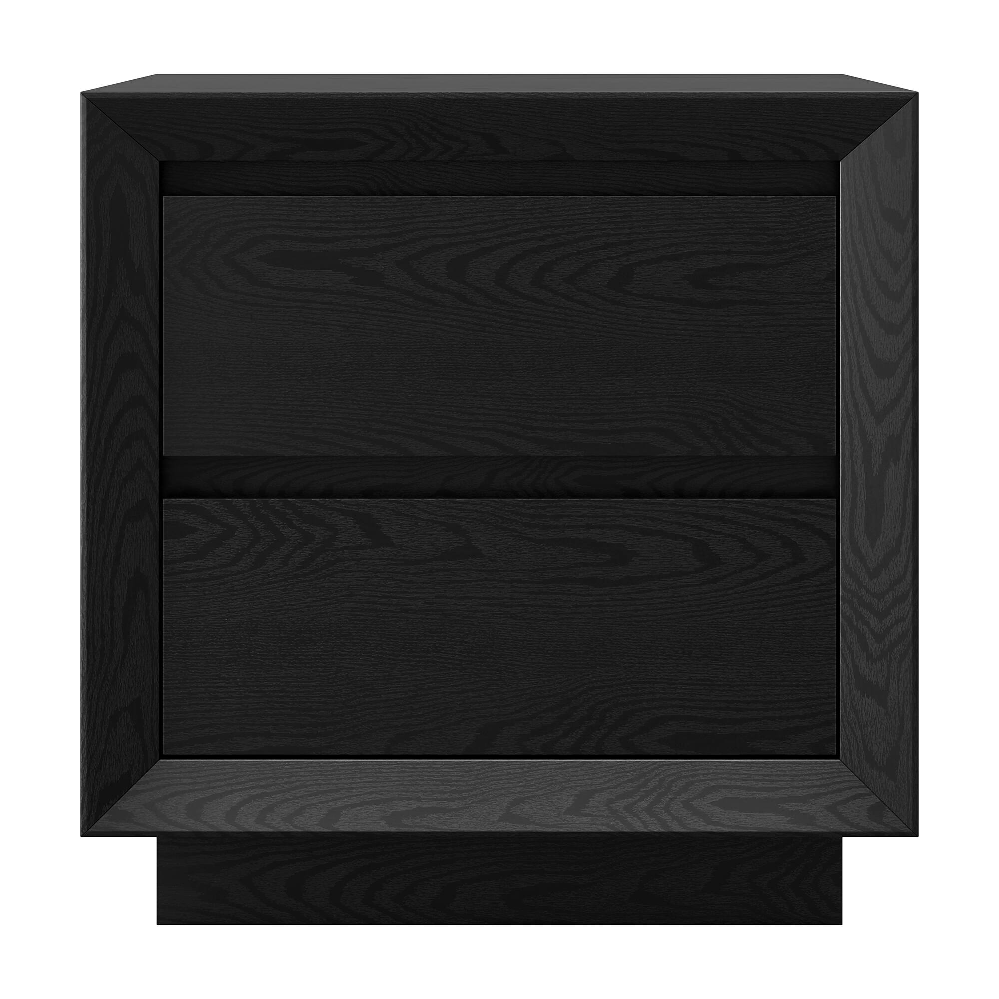 Angle. Hudson&Canal - Emmett 24" Wide Rectangular Nightstand in Black Grain - Black.