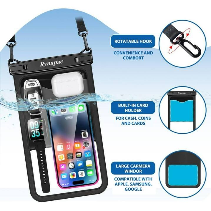 ROTATABLE HOOK  
Rynapac  
CONVENIENCE AND COMFORT  

BUILT-IN CARD HOLDER  
09 35 FOR CASH, COINS AND CARDS  

10 LARGE CAMERA WINDOW  
COMPATIBLE WITH APPLE, SAMSUNG, GOOGLE