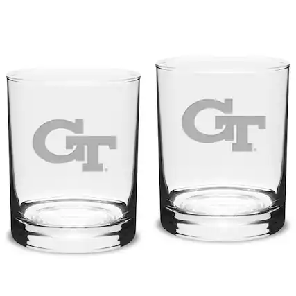 Front. Jardine - Georgia Tech Yellow Jackets 2-Piece 14oz. Classic Double Old-Fashioned Glass Set - Multicolor.