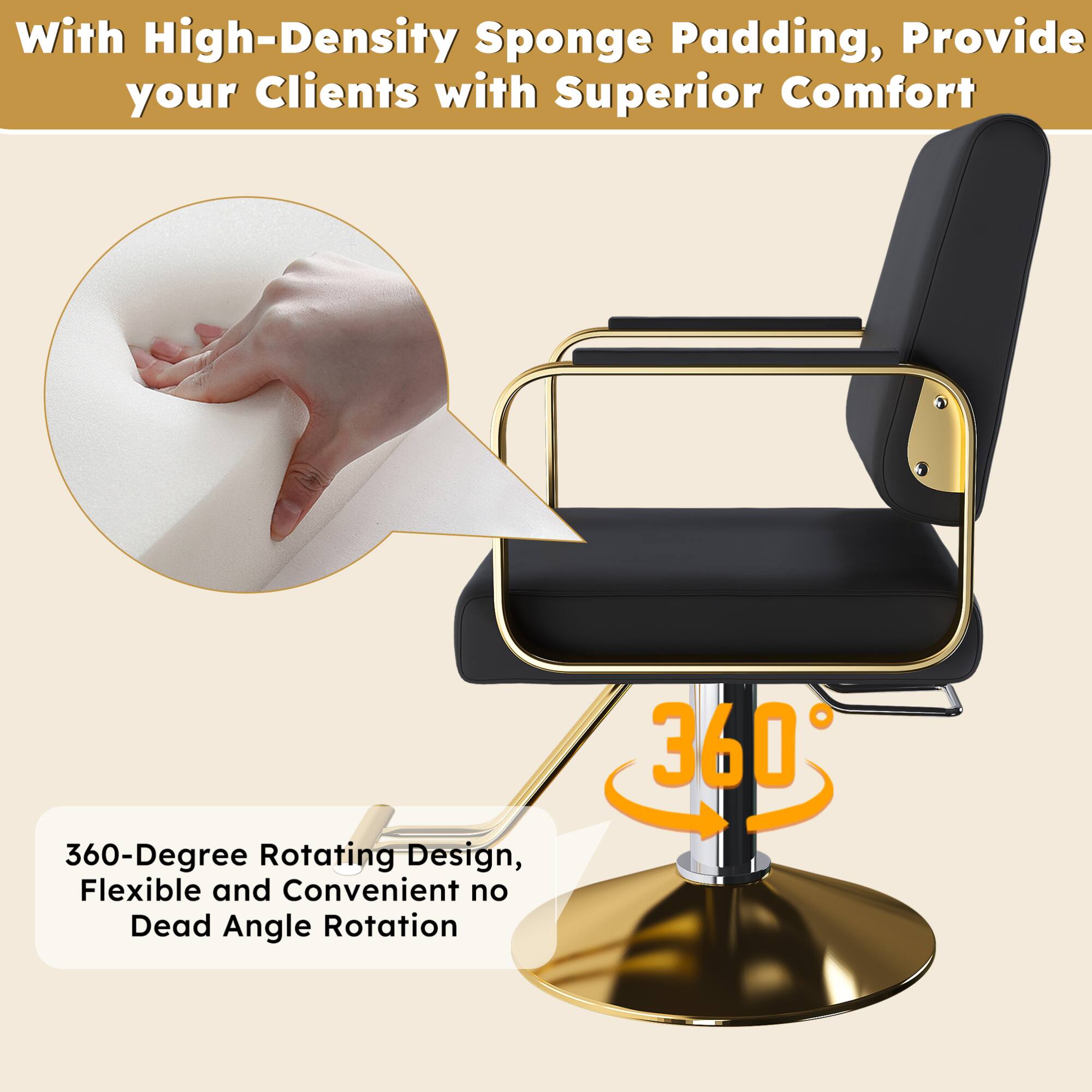 With High-Density Sponge Padding, Provide your Clients with Superior Comfort

360-Degree Rotating Design, Flexible and Convenient no Dead Angle Rotation