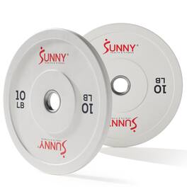 Sunny Health & Fitness - Elite 2-inch Rubber Olympic Weight Plates 10-Pound (Pair) - White