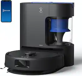 ECOVACS Robotics - DEEBOT N20e Plus Robot Vacuum and Mop 10000Pa Strong Suction, Self-Emptying Bagless Base Tangle-Free Roller for Pet Hair - Black