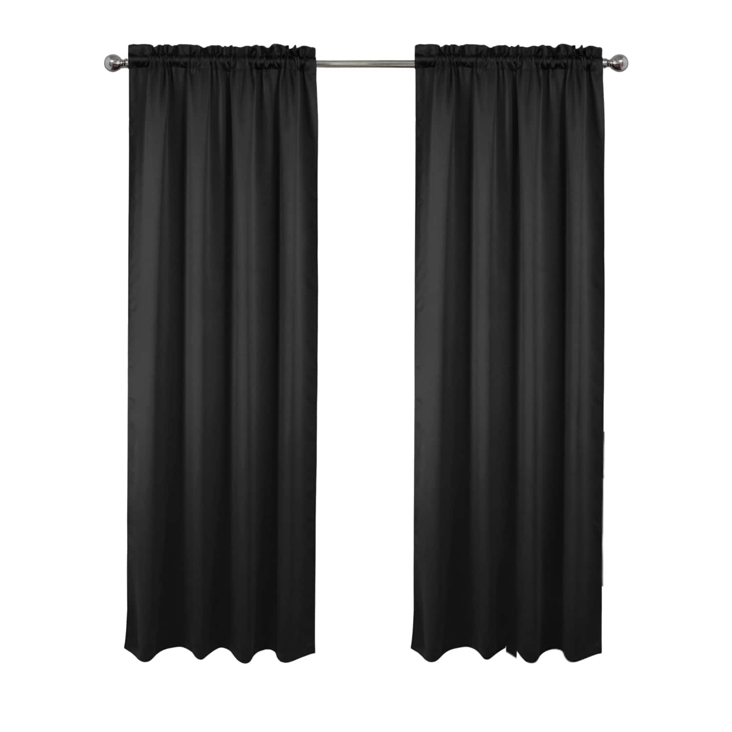 RT Designers Collection - 100% Polyester Twilight Blackout Rod Pocket Curtain Panel 54" x 84" - Black