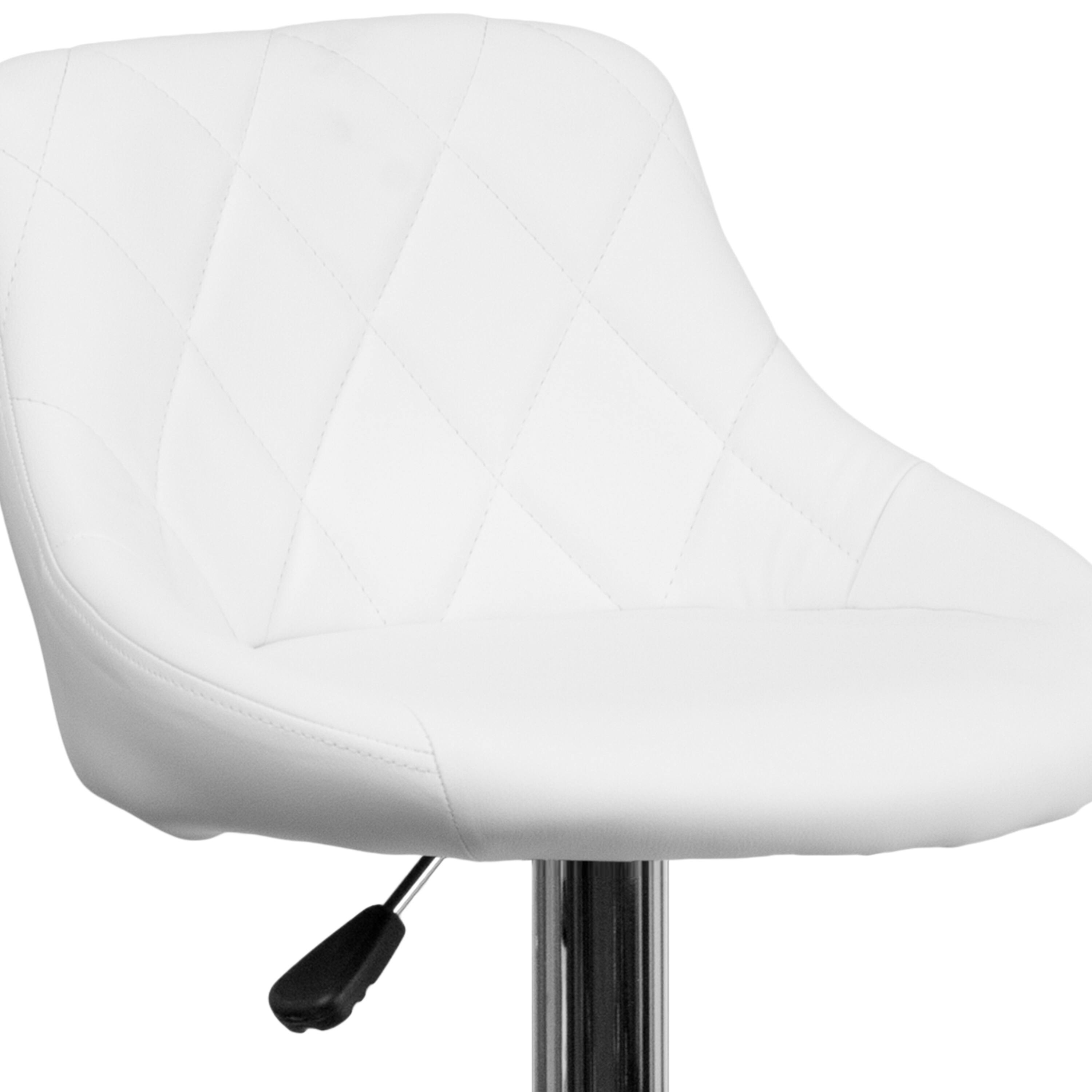 Alt View 9. Emma + Oliver - Bucket Seat Adjustable Height Barstool with Diamond Pattern Back - White.
