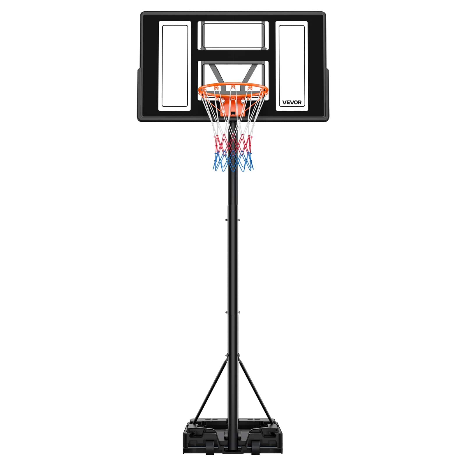 VEVOR - Portable Basketball Stand, 4.4 ft to 10 ft Height Adjustment Basketball Hoop & Goal, Adjustable Basketballs Goal System - Black