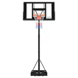 VEVOR - Portable Basketball Stand, 4.4 ft to 10 ft Height Adjustment Basketball Hoop & Goal, Adjustable Basketballs Goal System - Black