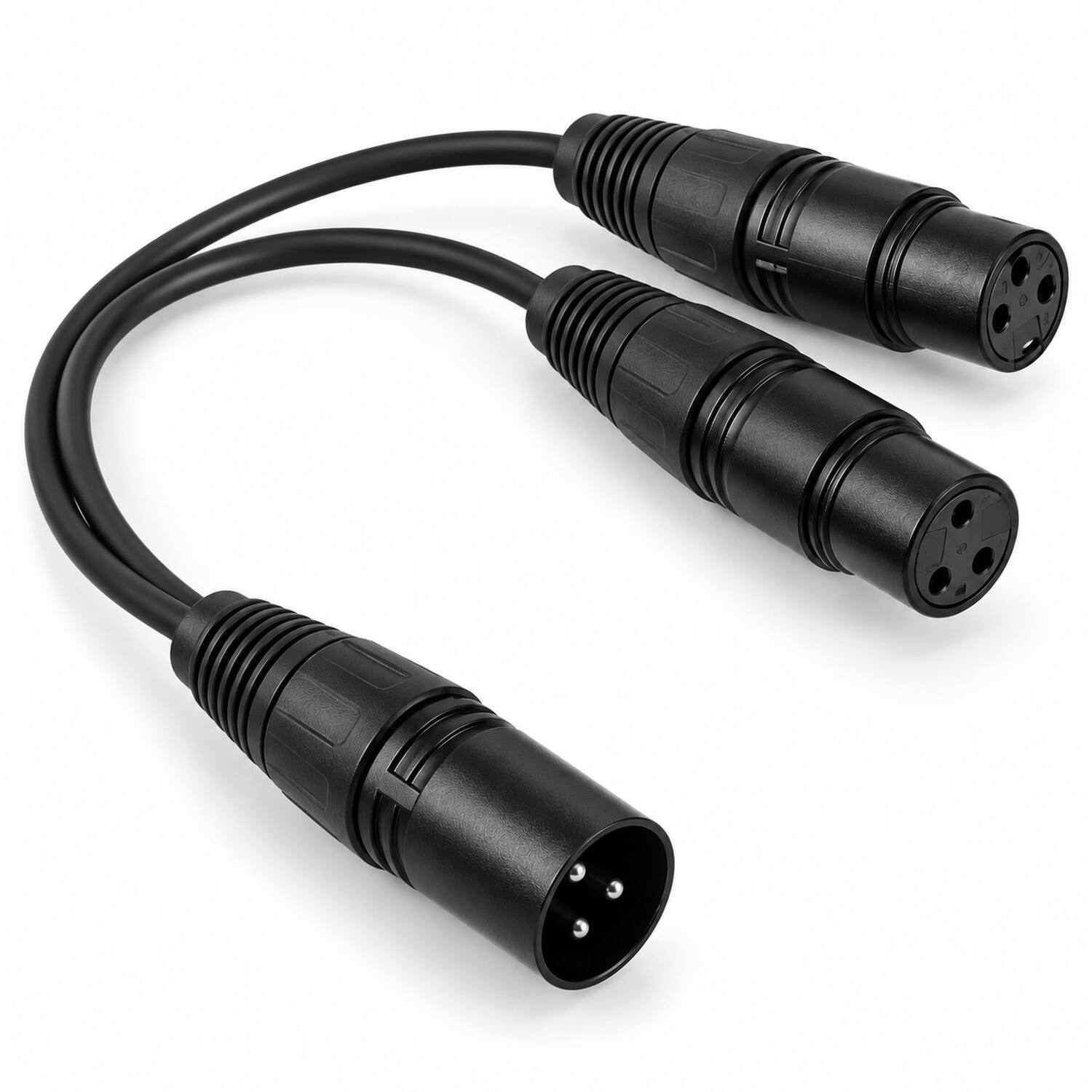 Angle. Sanoxy - XLR Male Plug to Dual 2 Female Jack Y Splitter Mic DJ Cable Adaptor 16 AWG 3-Pin - Black.