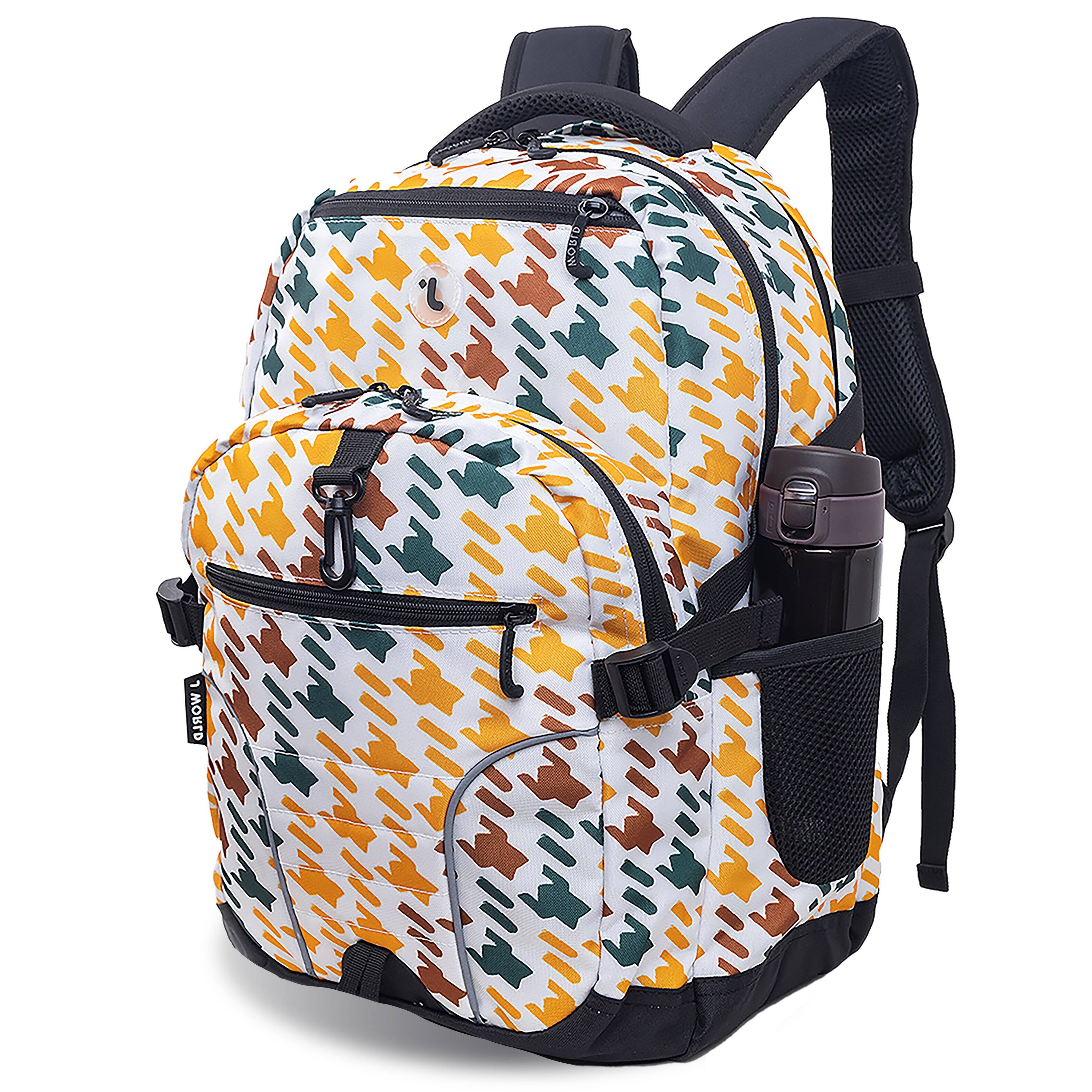 Left. J World - J World Boys and Girls Atom 18.5" Multi-Compartment Laptop Backpack for School and Travel, Vivid Tweed - VIVID TWEED.