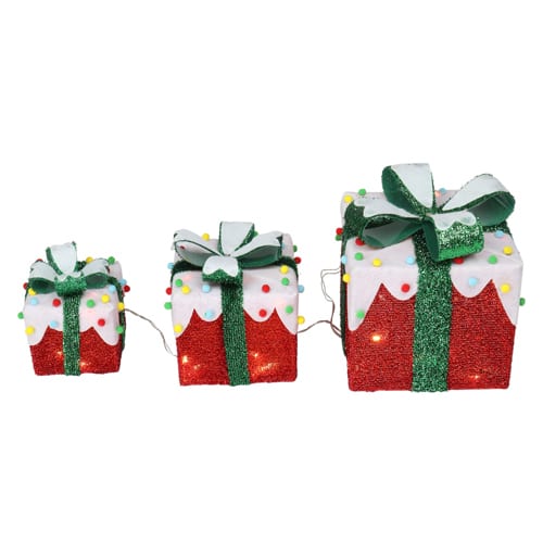 Winado - 3 PCS Christmas Lighted Gift Boxes for Decorations Holiday Party Home Yard - Multicolor