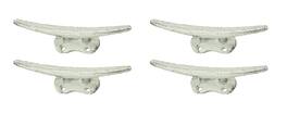 Zeckos - Set of 4 Weathered Cast Iron Nautical Cleat Wall Hooks/Drawer Pulls - White
