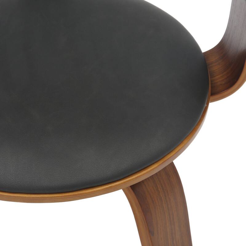 Alt View 8. LeisureMod - Brivo Modern Leather Upholstered Side Dining Chair with Open Back and Swivel for Home Living Room or Office - Black.
