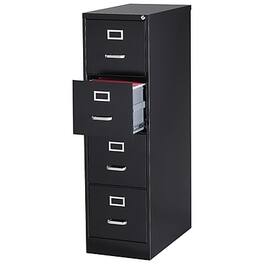 Staples - Commercial 4-Drawer Vertical File Cabinet, Locking, Letter, 25"D - Black