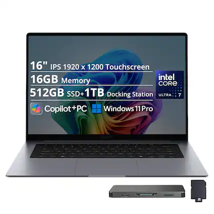 16" IPS 1920 x 1200 Touchscreen
16GB Memory
512GB SSD+1TB
Docking Station
Intel Core Ultra 7
Copilot+PC
Windows 11 Pro
SAMSUNG