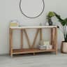 Emma + Oliver - Owen Modern Farmhouse Entryway Console Accent Table - Marble Top/Warm Oak Frame