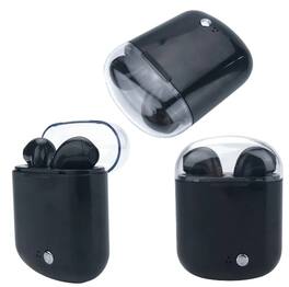 SKRAN - Clear Top Dual Chamber Wireless Bluetooth Earphones With Charging Box, Bluetooth Connectivity, Portable Charging Case - Black