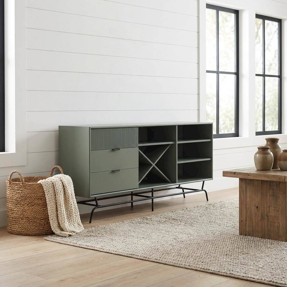 Alt View 1. Starlight Canyon Home - Finish TV Stand with 3-Drawers and 4 Shelves for Modern Living - Gray.