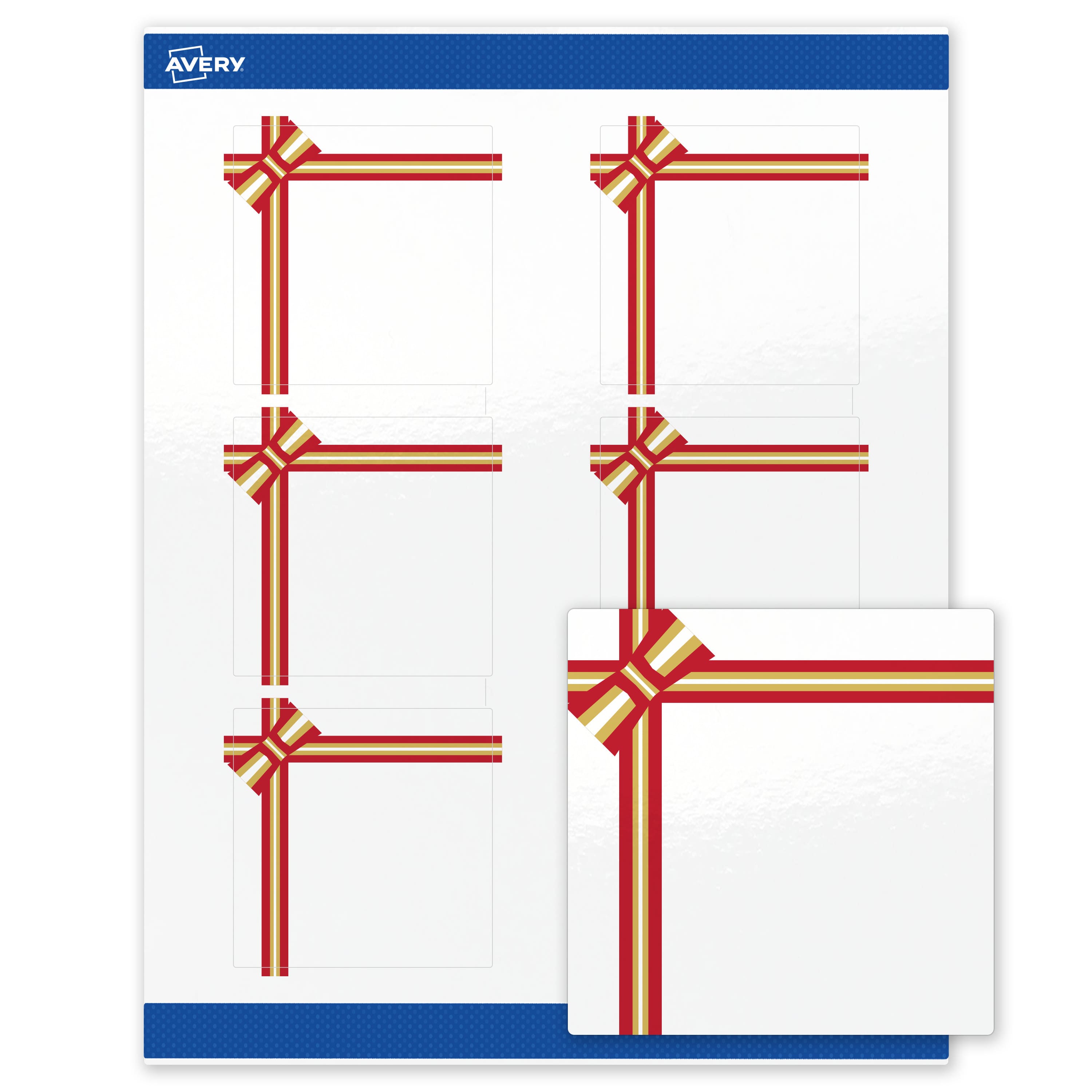 "Avery - Avery® Labels, 3"" x 3"", Glossy Red & Metallic Gold Gift Bow - White" price history on PriceWatchPro