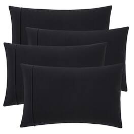 Sweet Home Collection - Solid Flannel Pillowcases (Set of 4), Ultra Soft, Standard - Black