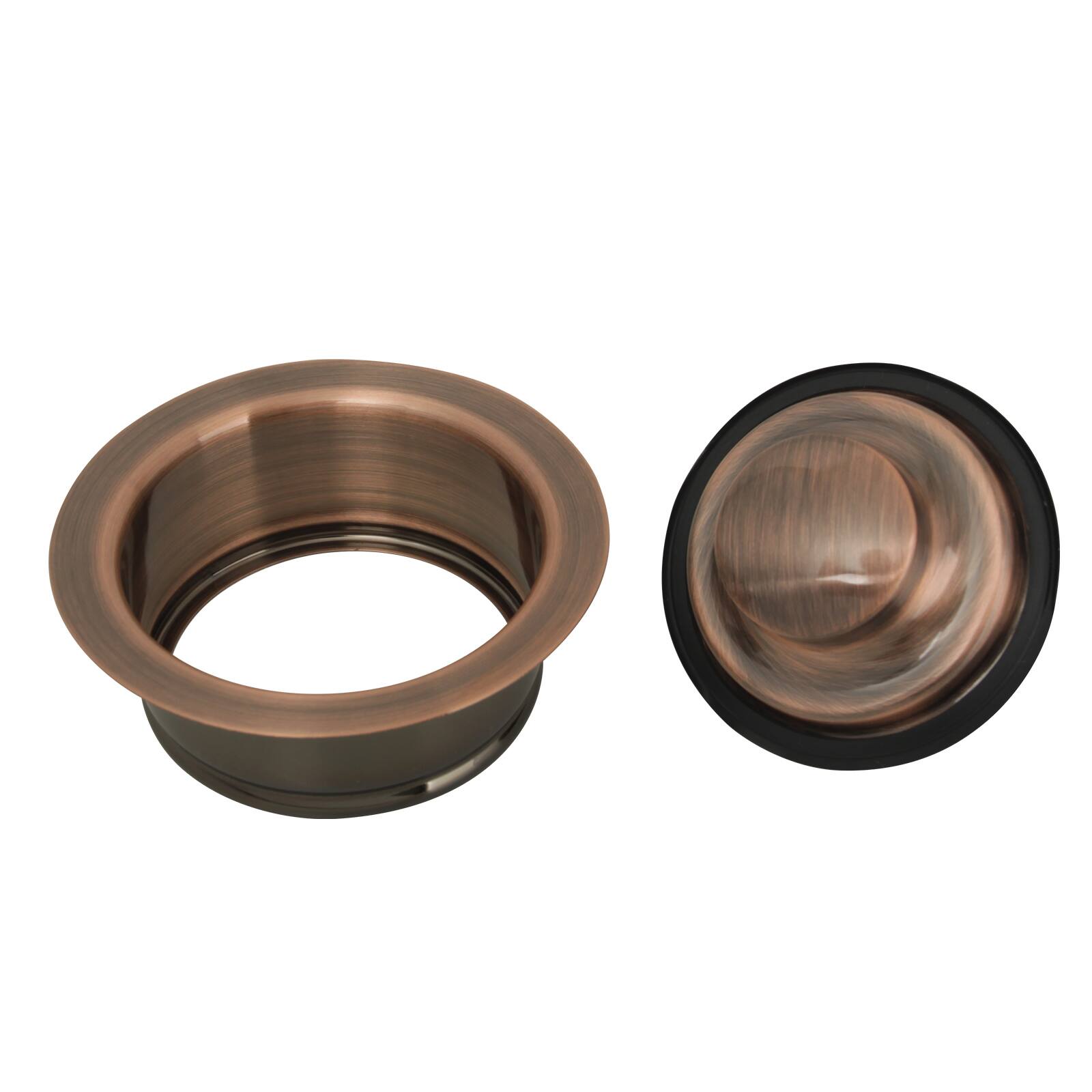 Angle. Akicon - Akicon Brass Kitchen Sink Garbage Disposal Flange Stopper One Size Rim for 3-1/2 in. Drain Hole in Antique Copper - Antique Copper.