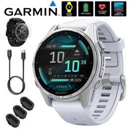 Garmin - Fenix 8 43mm Smartwatch, AMOLED, Silver + Accessories Bundle - Silver - (2024)