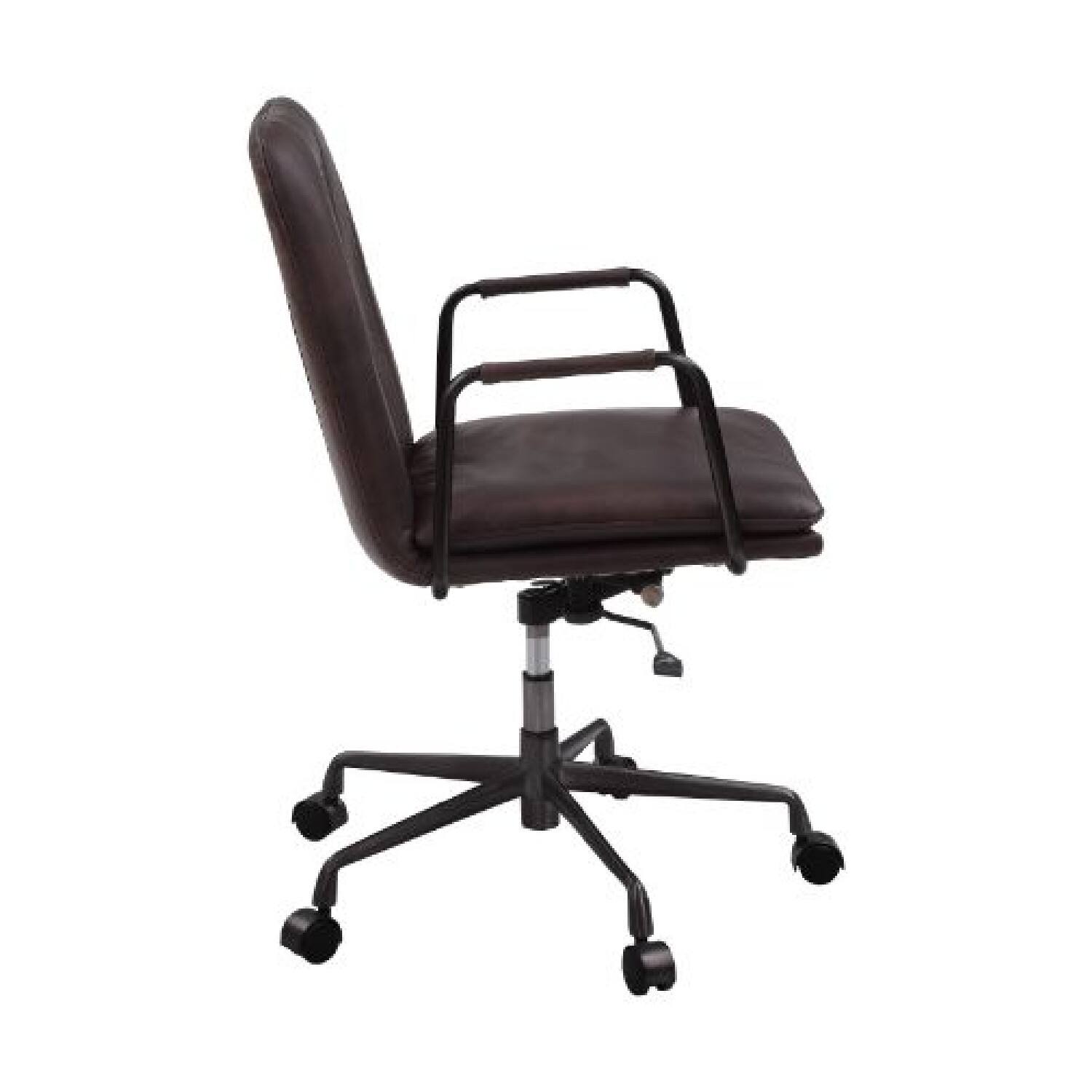 Alt View 3. Manhattan Lane - Office Chair with Leather Seat and Channel Stitching, Dark Brown - Brown.