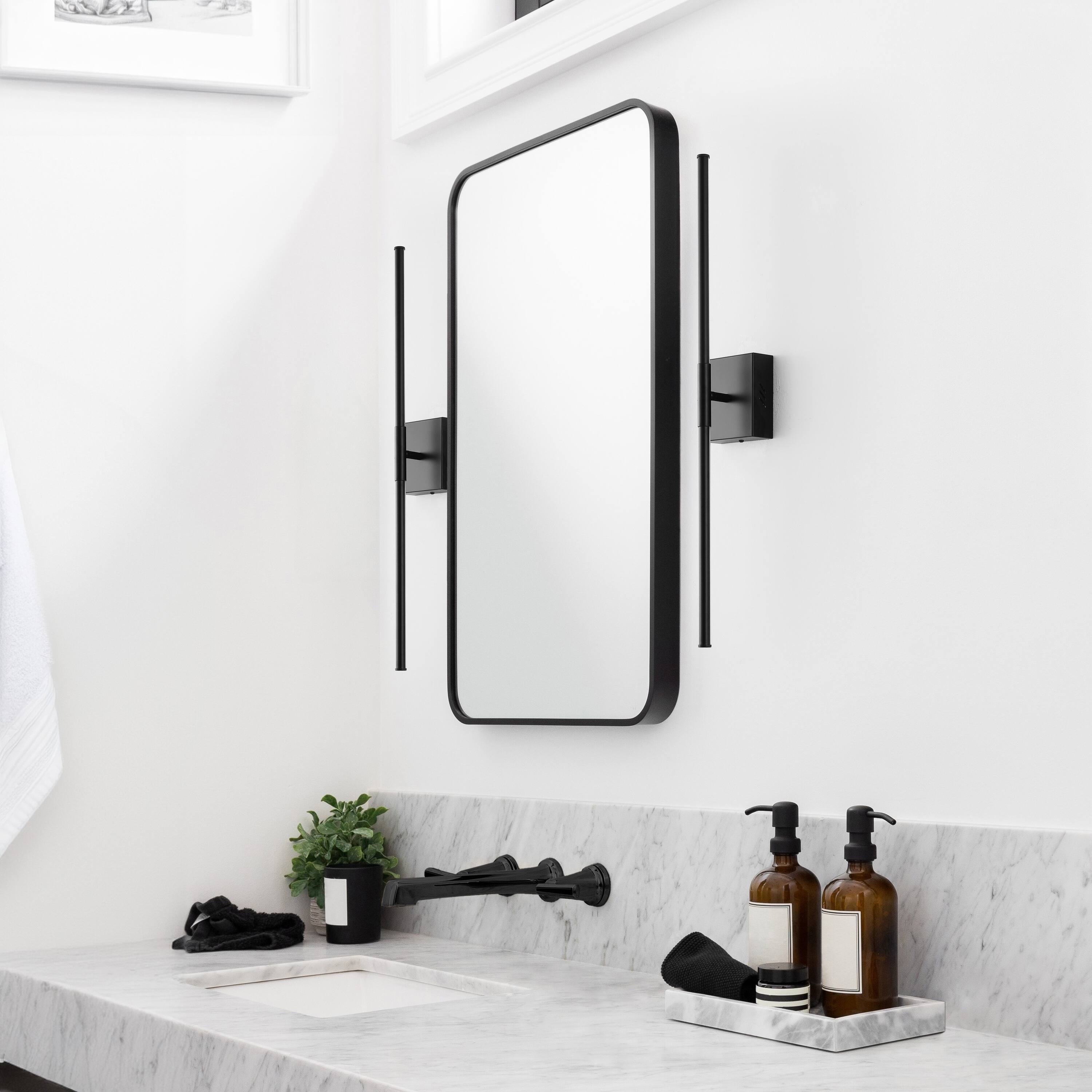 Alt View 7. Jonathan Y - Makena 28" Modern Minimalist Dimmable Integrated LED Metal Wall Sconce, Black (Set of 2) - Black.