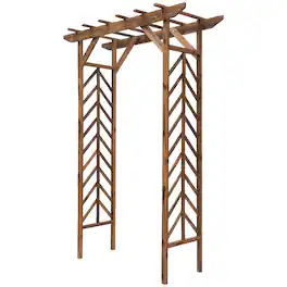 Outsunny - Wooden Garden Arbor Arch Trellis with Classic Countryside Style - Carbonized Color