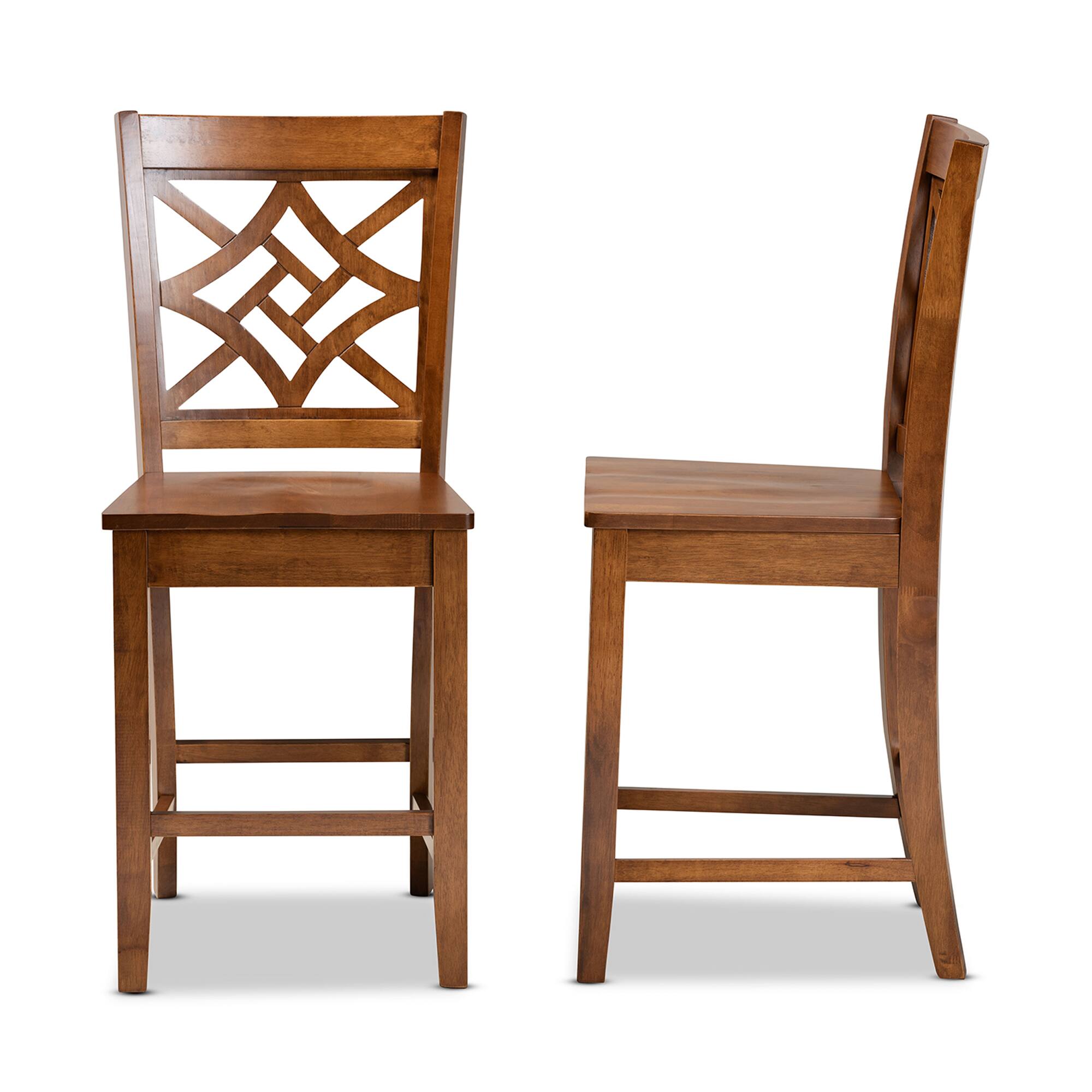 Left. Baxton Studio - Nicolette Modern and Contemporary Transitional Walnut Finished Wood 2-Piece Counter Stool Set - Walnut Brown.
