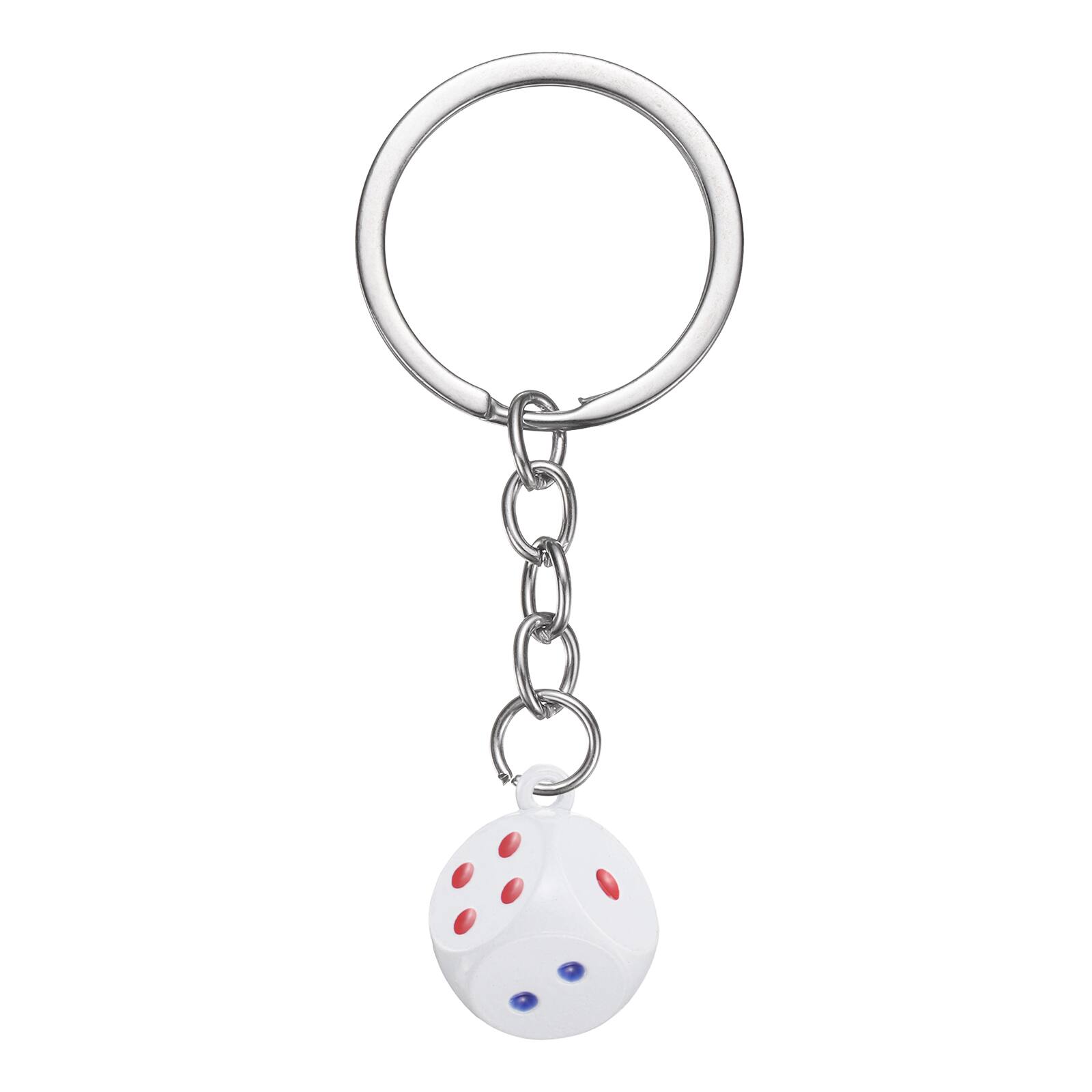 Unique Bargains - Lucky Dice Keychain Charm, 3D Cube Mini Dice Keyrings with Pendants for Bag, Wallet, Purse, Car, Phone Accessory - White