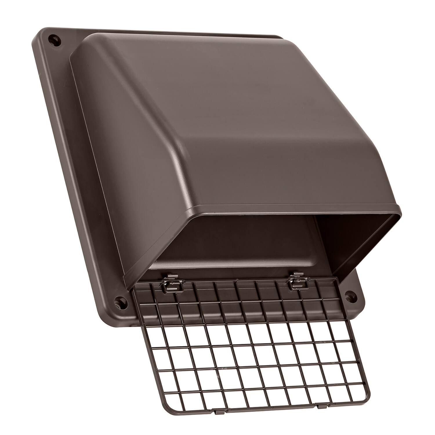 Back. Lambro - 6" Plastic Wall Exhaust or Air Intake Vent with Hinged Screen, Removable Damper, 1.25" Collar, Model 3510.