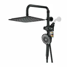 Dazzed Corner - 10" Rainfall & Handheld Combo, High Pressure, Adjustable Slide Bar - Black