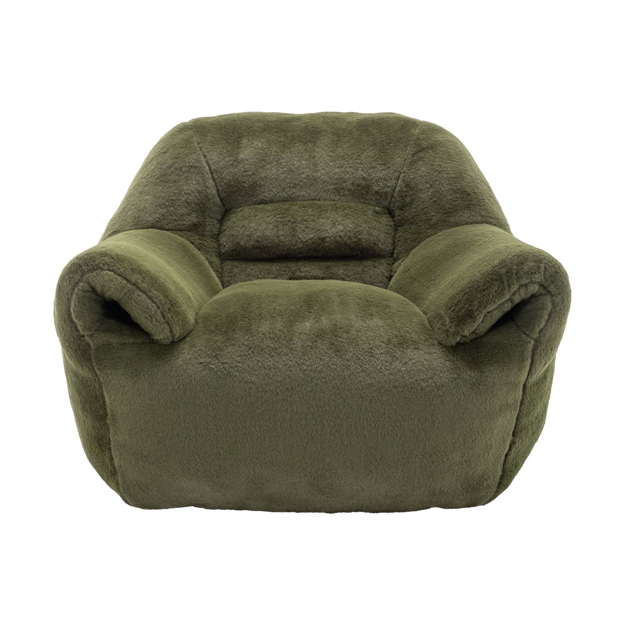 Alt View 8. GOODSILO - Comfy Bean Bag Chair with Back Support - Faux Fur Stuffed Floor Sofa for Living Room, Bedroom, Apartment - Green.
