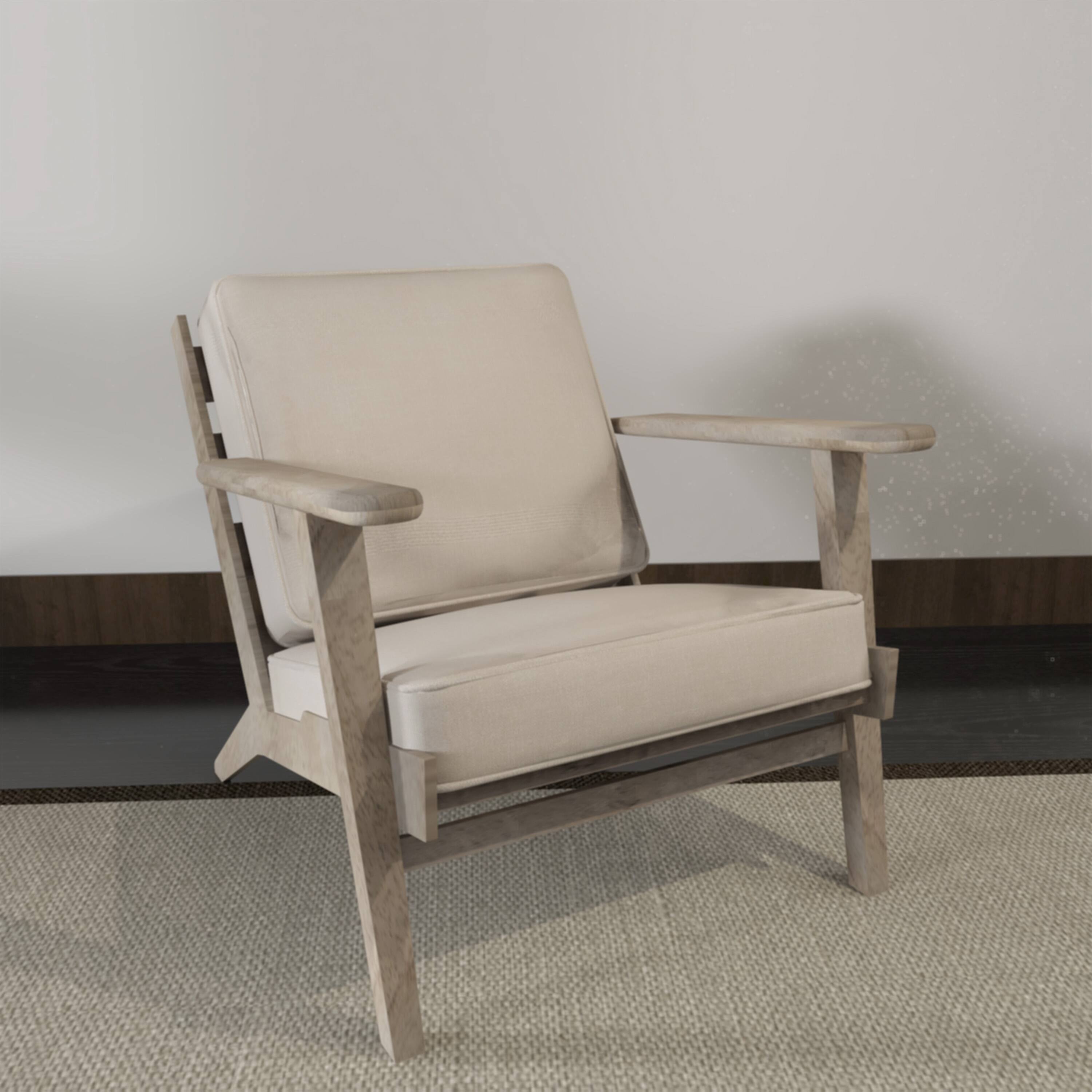 Alt View 9. Manhattan Lane - Amber Accent Chair, Beige Fabric Cushions, Angled Legs - Washed Gray, Beige.