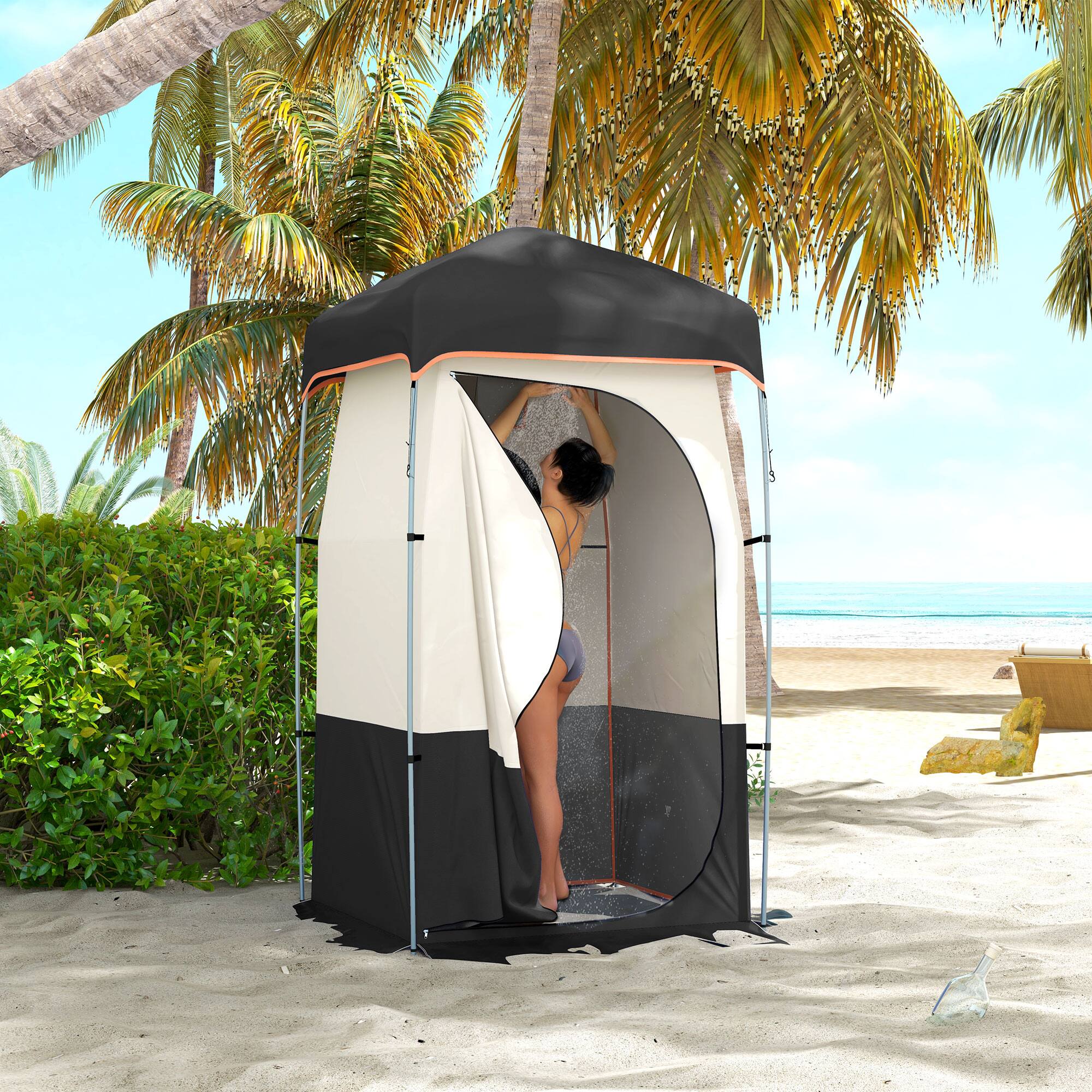 Alt View 1. Outsunny - Shower Tent, Portable Privacy Shelter with Solar Shower Bag - Black.