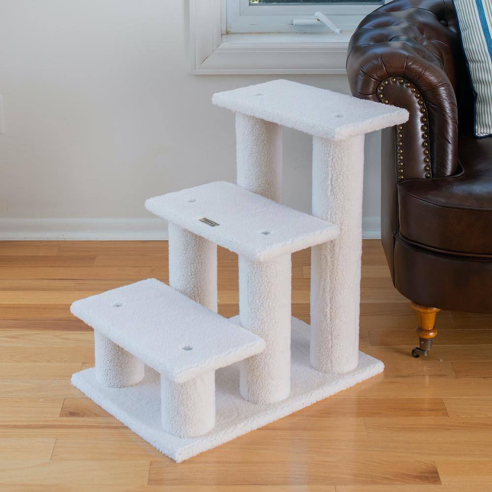 Back. Armarkat - 3 Step Real Wood Cat Step Stairs Ramp 25 Height Dogs Climber And Kitten Steps - Beige.