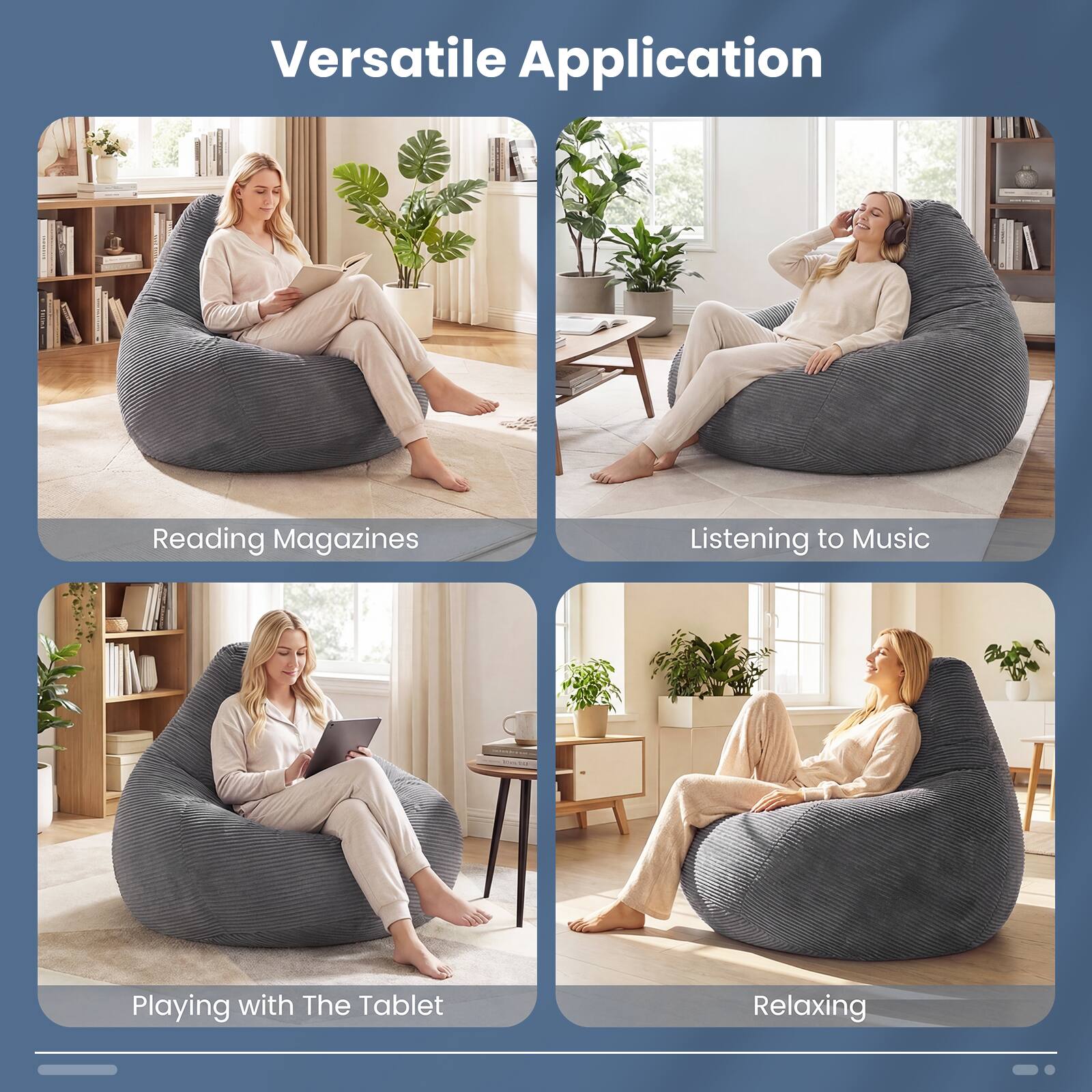 Versatile Application

- Reading Magazines
- Listening to Music
- Playing with The Tablet
- Relaxing