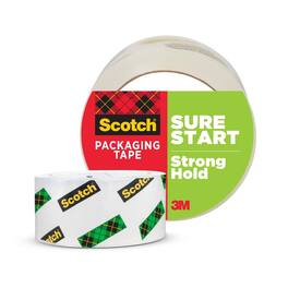 3M - Scotch Sure Start Shipping Packaging Tape, 1.88" x 54.6 yd, Designed for Packing, Shipping and Mailing, Quiet Unwind, No
