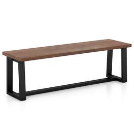 Costway - 56.5"L Large Wood Dining Bench with Metal Frame Adjustable Footpads for Kitchen - Coffee