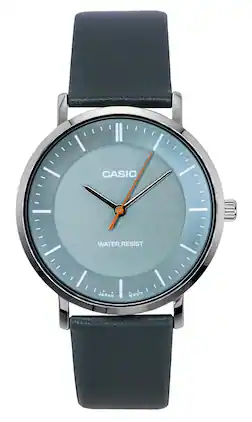 Casio - Standard Analog Leather Strap Grey Dial Quartz MTP-VT04L-8E Men's Watch - Gray