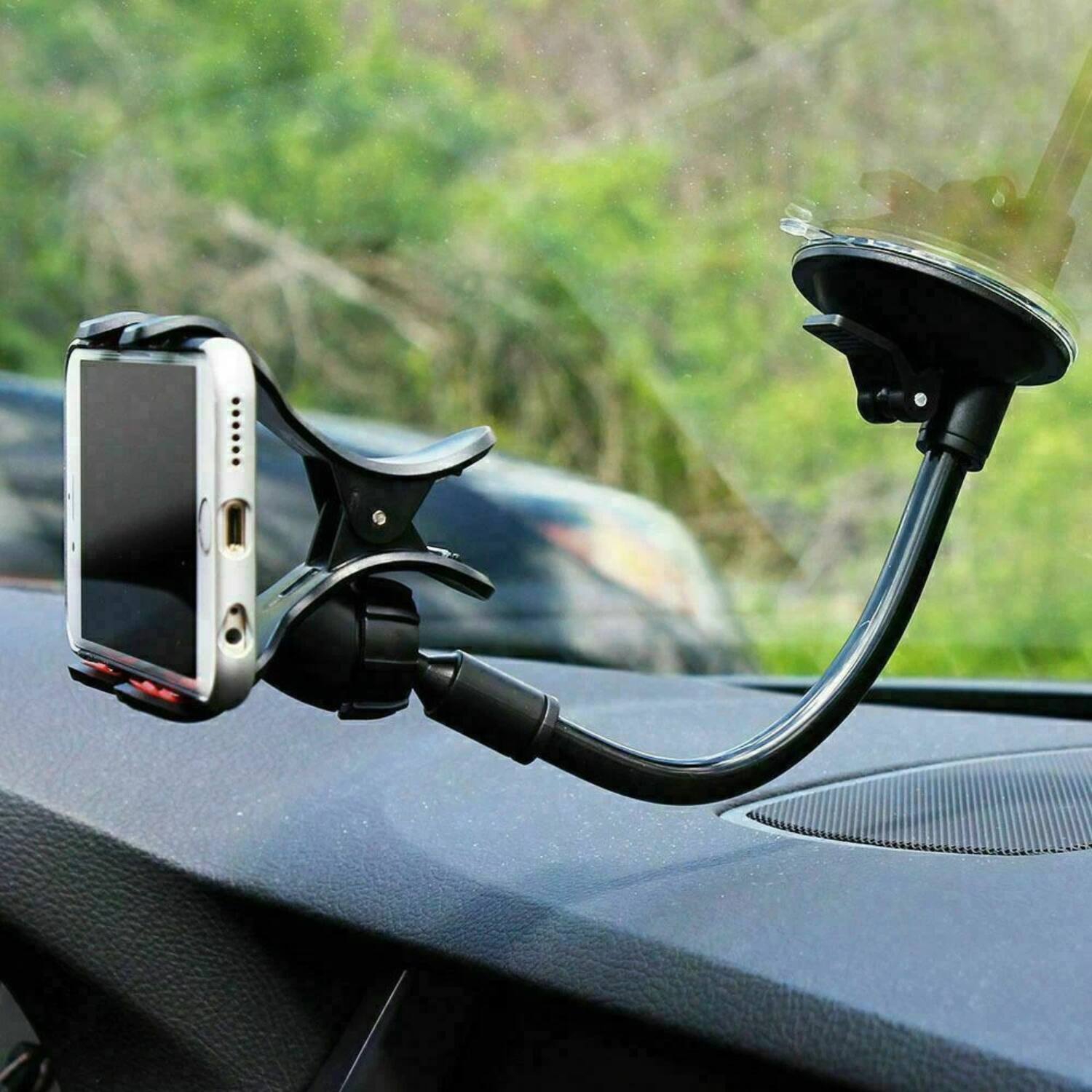 Back. Stock Preferred - 360° Universal Car Windshield & Dashboard Phone Mount Holder - Black.