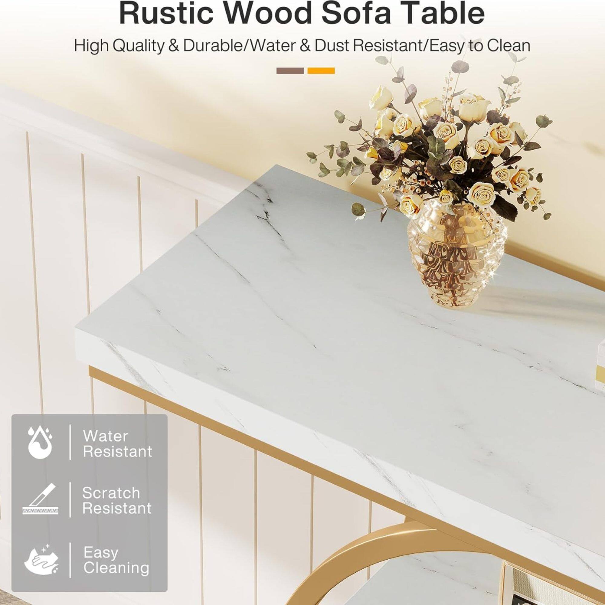 Rustic Wood Sofa Table  
High Quality & Durable/Water & Dust Resistant/Easy to Clean  

- Water Resistant  
- Scratch Resistant  
- Easy Cleaning