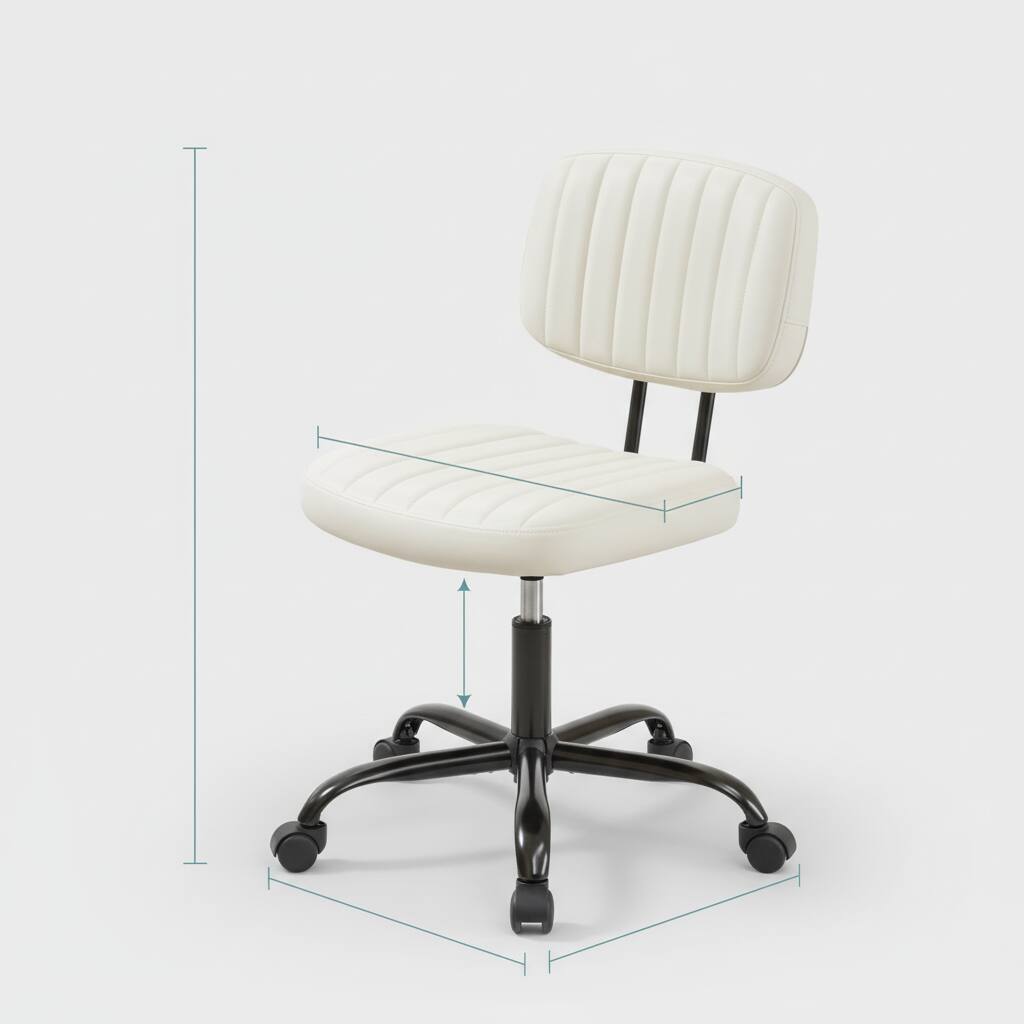 Back. AOITUN - Small Office Desk Chair Armless PU for Daily Comfort with 2 Inch Memory Foam Mattress Topper Twin XL Dorm Use - Black.