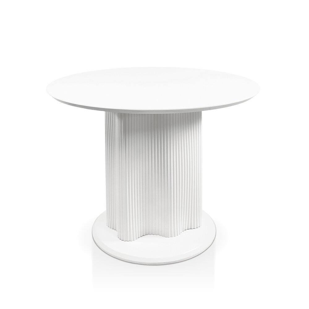 Front. Furniture of America - Elara Iron Base Pedestal Round Dining Table - White.