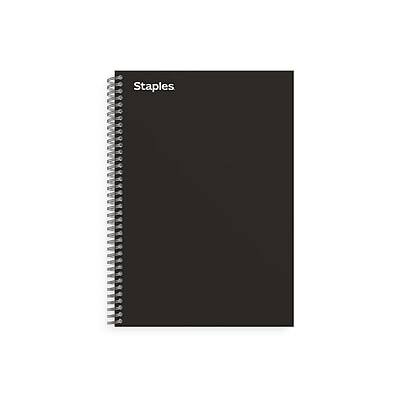 Staples - Premium 3-Subject Notebook, 5.88" x 9.5", College Ruled, 138 Sheets - Black