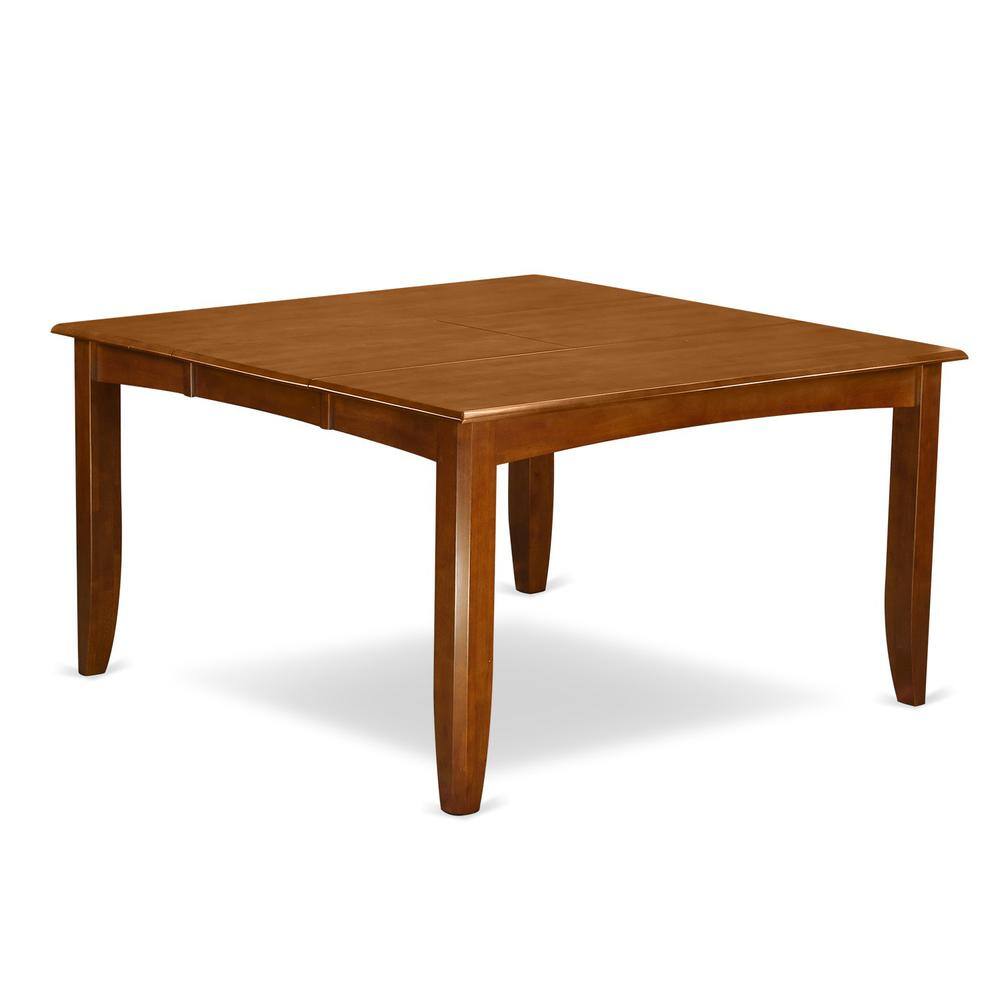 Angle. East West Furniture - 7 Pc formal Dining room set-Square Dining Table with Leaf and 6 Dining Chairs. - Saddle Brown.